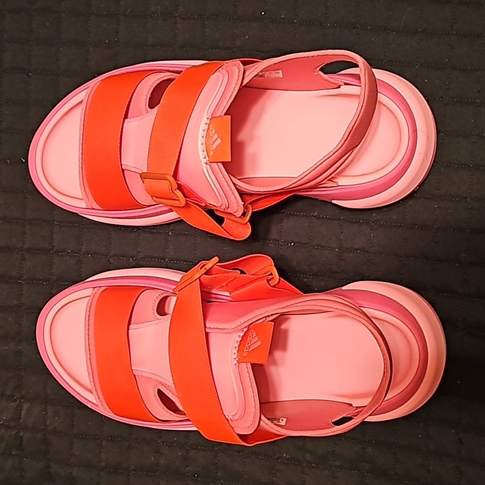 Adidas Mehana Sandals Pink Fusion Bright Red Size 10 Sling Backs